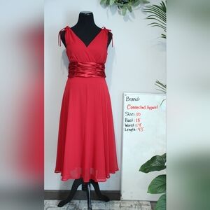 Connected Apparel Vibrant Red Midi Dress
